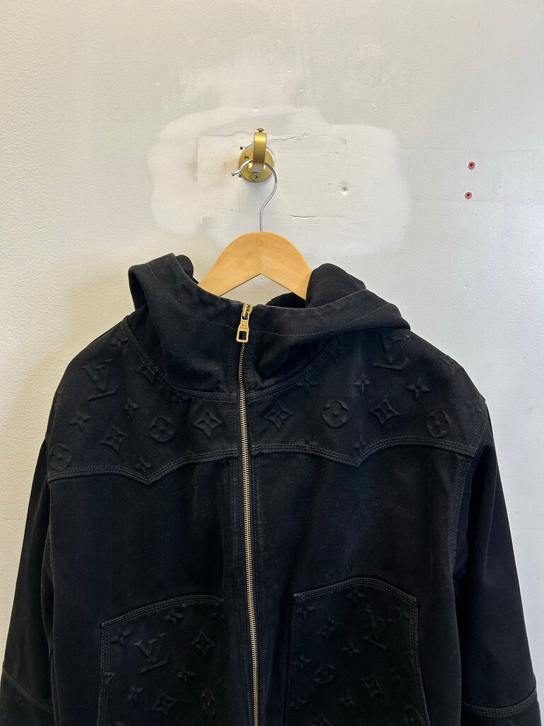 Preowned Louis Vuitton Black Monogram Carpenter Zip Up Jacket Size 58