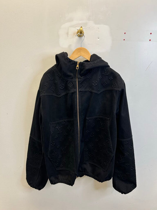 Preowned Louis Vuitton Black Monogram Carpenter Zip Up Jacket Size 58
