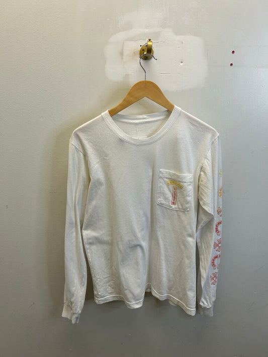 Preowned Chrome Heart White Gradient Multi Logo White L/S size M