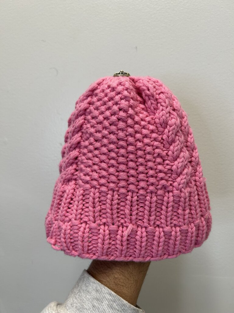 New Chrome Hearts Pink Knit Cross Beanie