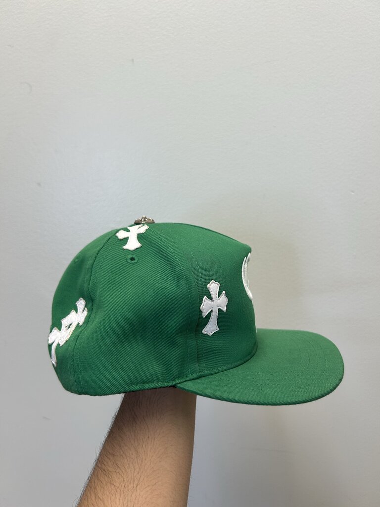 Preowned Chrome Heart Patch Green Hat Sz. OS