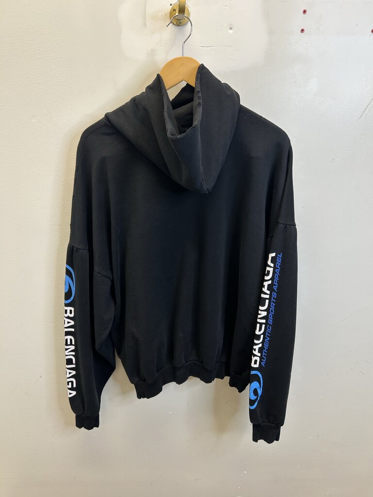 New Balenciaga Black Blue Sports Apparel Hoodie sz.1