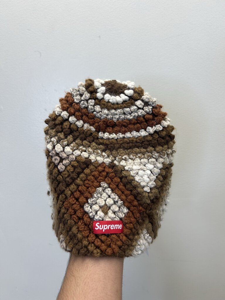 New Supreme Knitted Brown & Cream Beanie