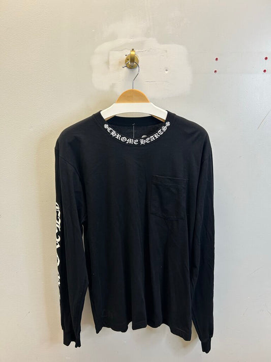 New Chrome Hearts Black Neck Logo Long Sleeve Sz.Lrge