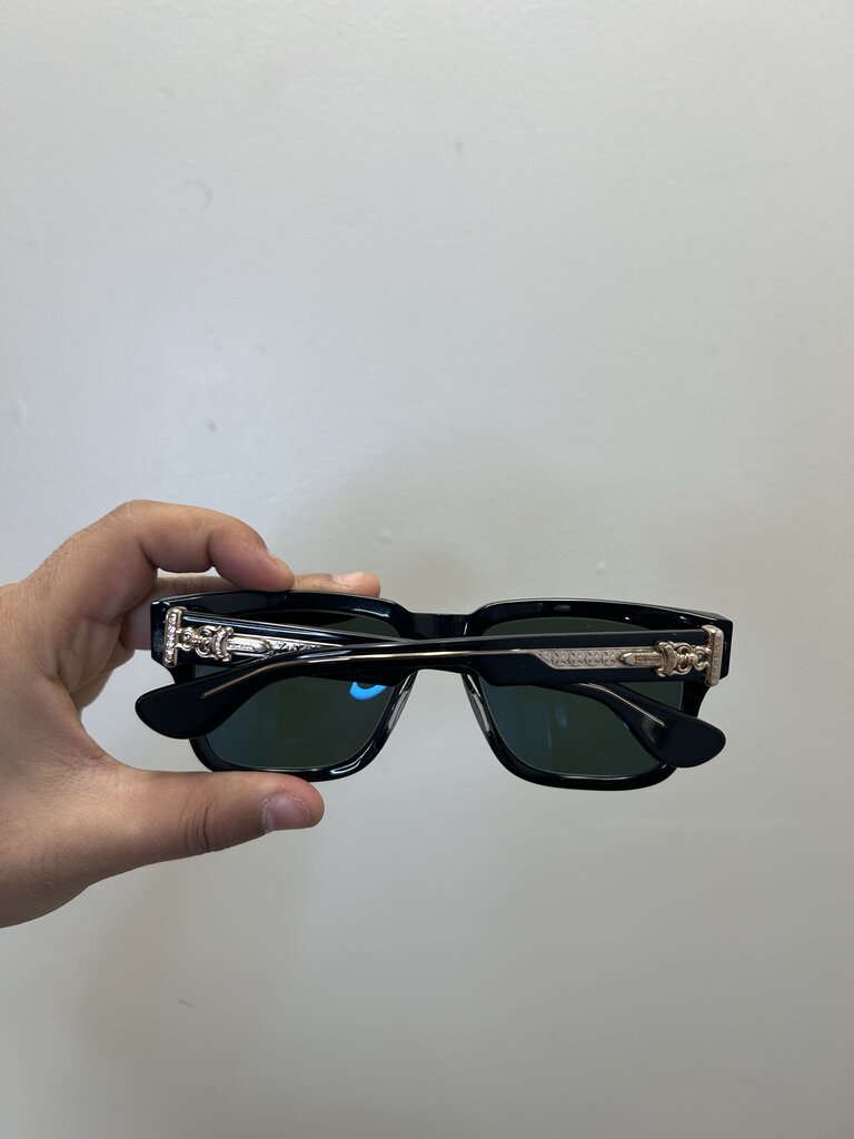 Preowned Chrome hearts Box Officer Black Gold frames