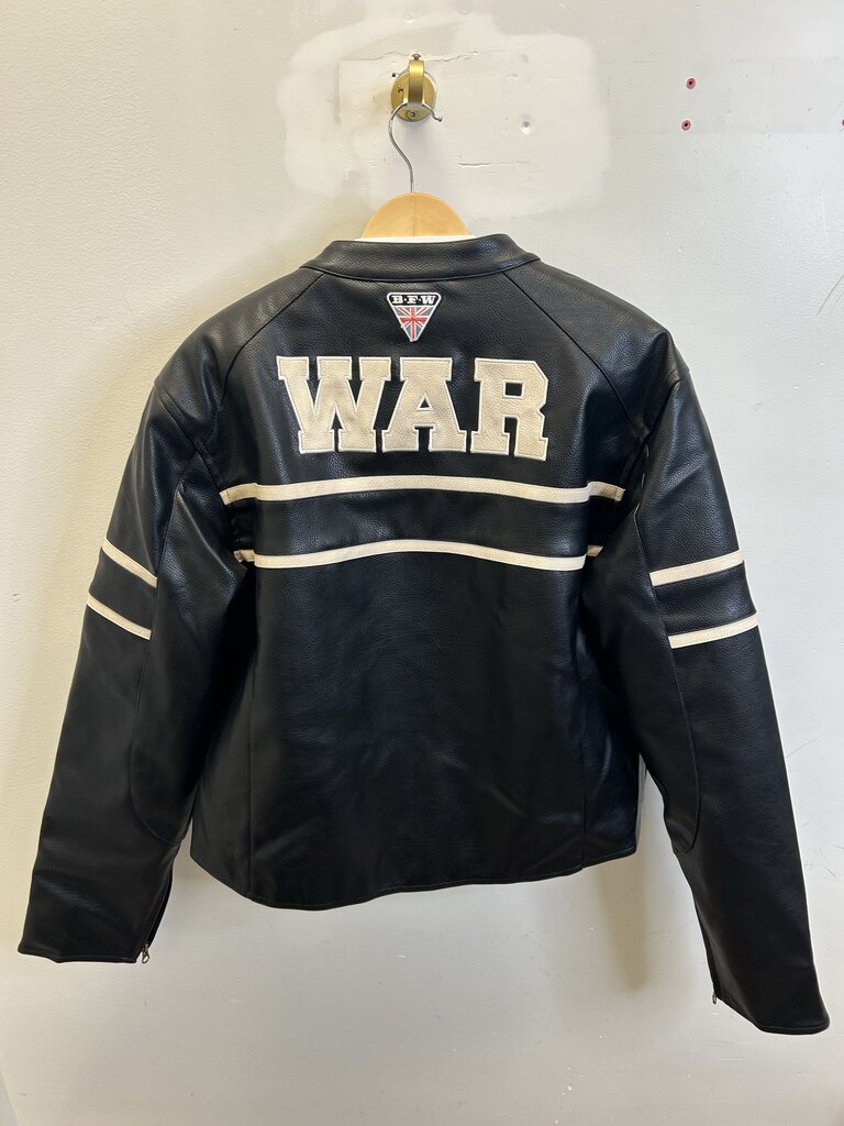 New 74 Is War Leather Racer Jacket Sz.Small
