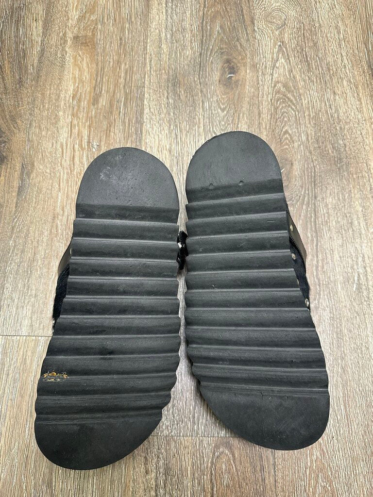 Preowned Toga Virilis Black Fur Slipper size 42