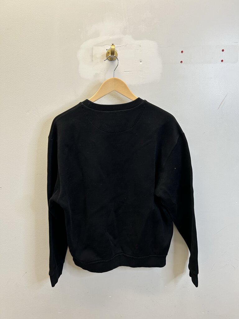 Preowned Prada Black Velour Logo Black Crewneck size XL