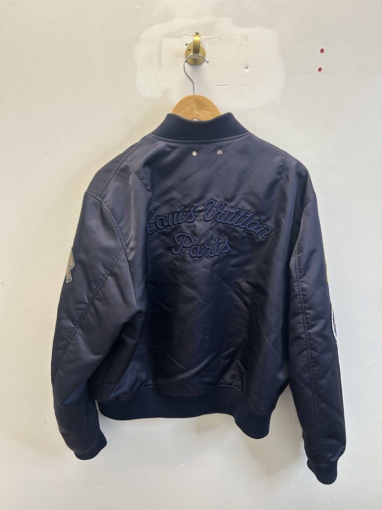 Preowned Louis Vuitton Navy Patch Bomber Jacket size 56(XL)