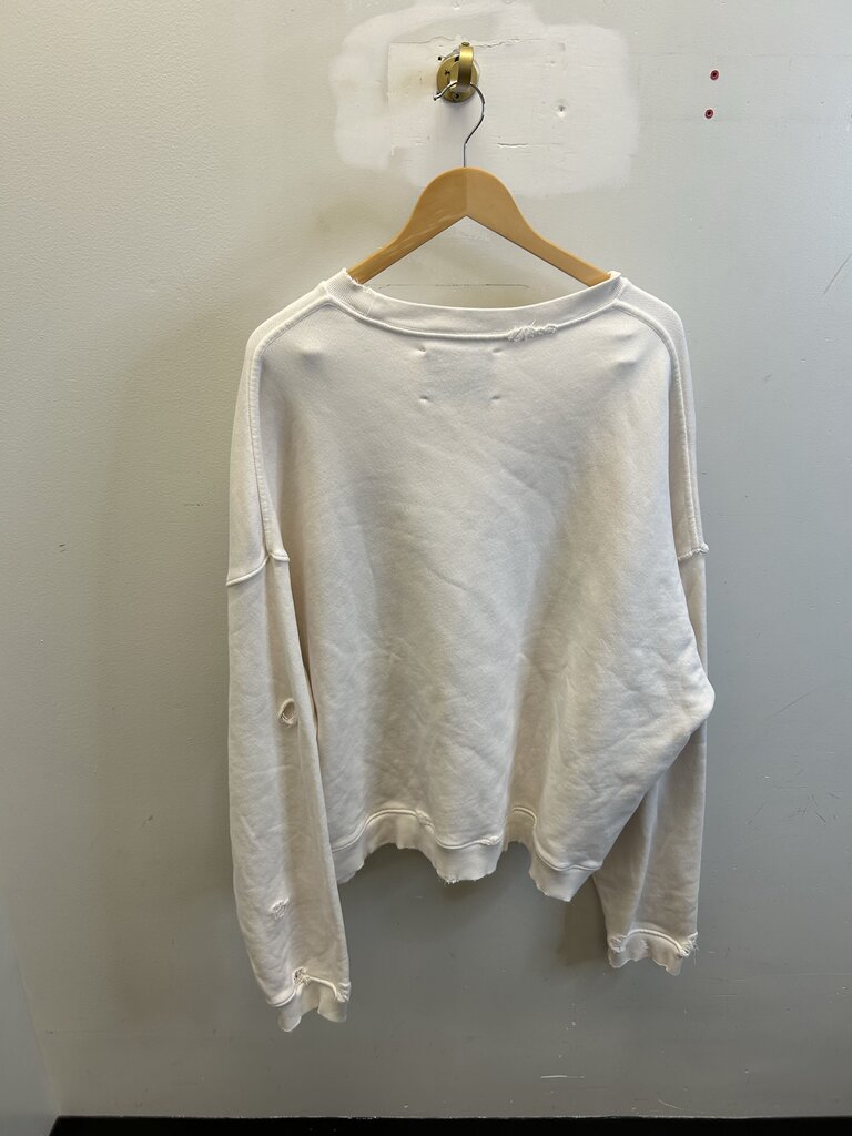 New Paly Lana Turner Dot White Distressed Crewneck sz.2XL