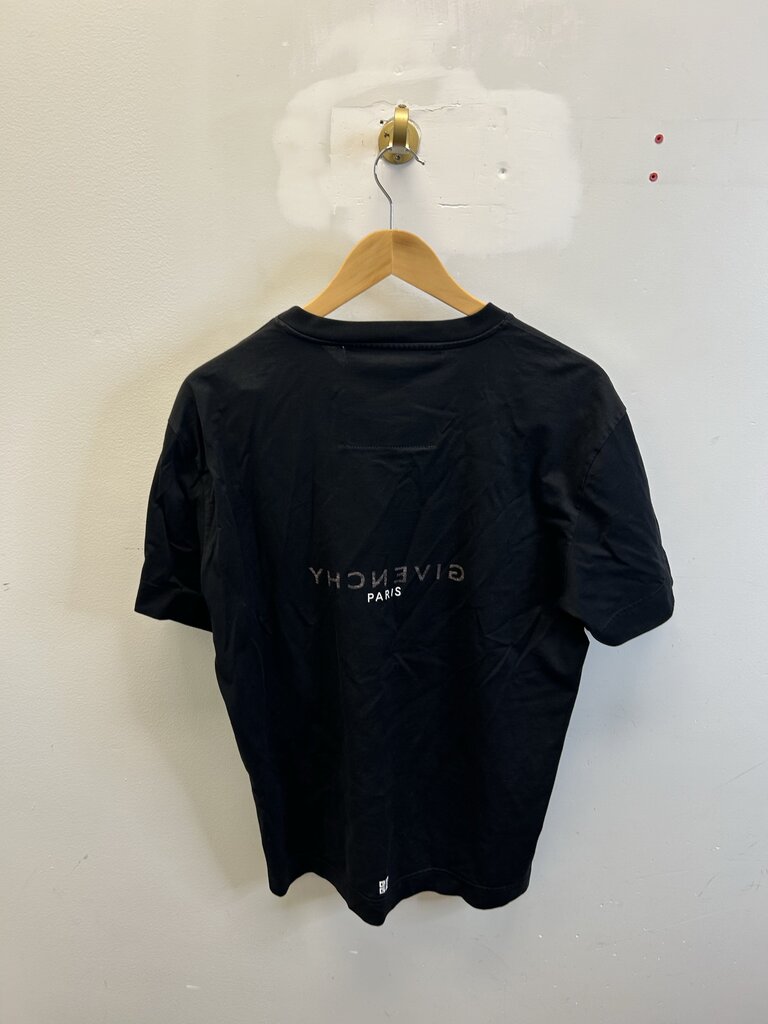 Preowned Givenchy Backwards Paris Black Tee sz.XL