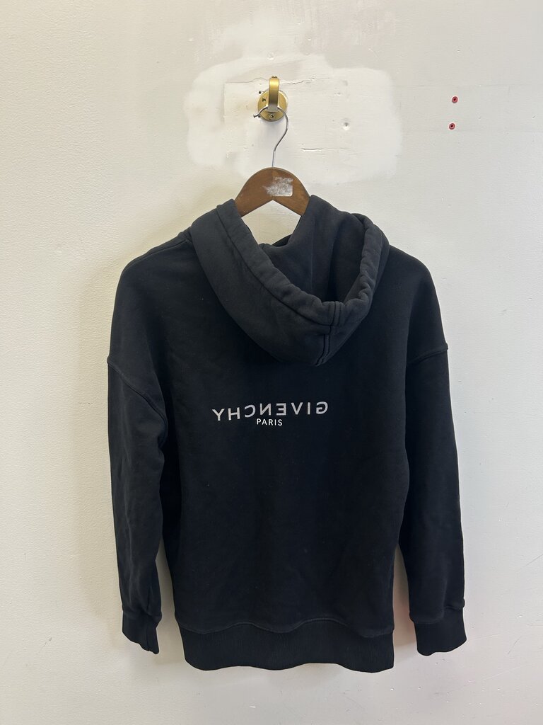 Preowned Givenchy Backwards Paris White Logo Black Hoodie sz.XS