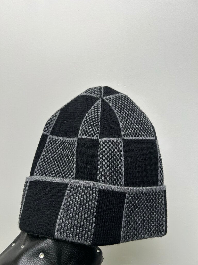 New Louis Vuitton Damier Grey Black Beanie