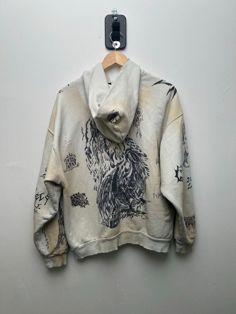 Preowned Balenciaga Tattoo Zip Hoodie size S