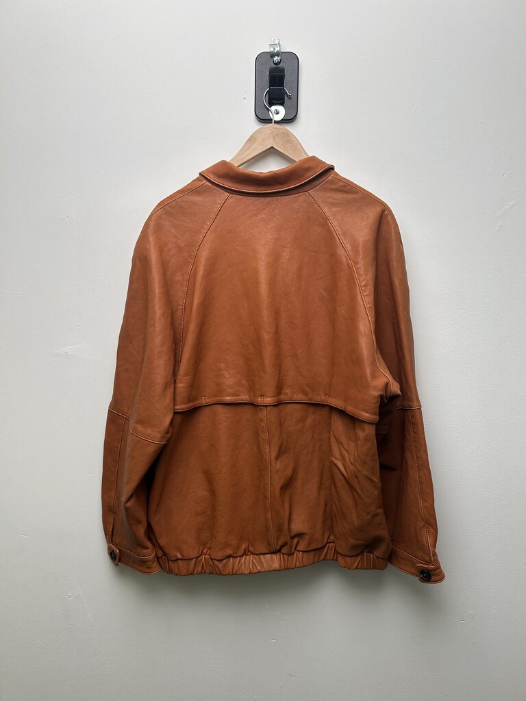 Preowned Miu Miu Leather Orange Jacket Size Large