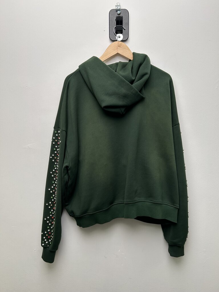 Preowned HMDD Green Rhinestone Zip Up Sz.Medium
