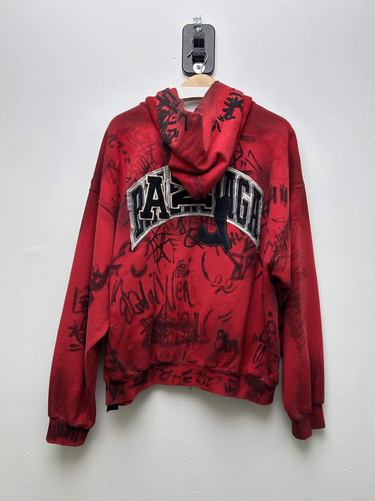 Balenciaga Red Graffiti Distressed Skater Zip sz.M