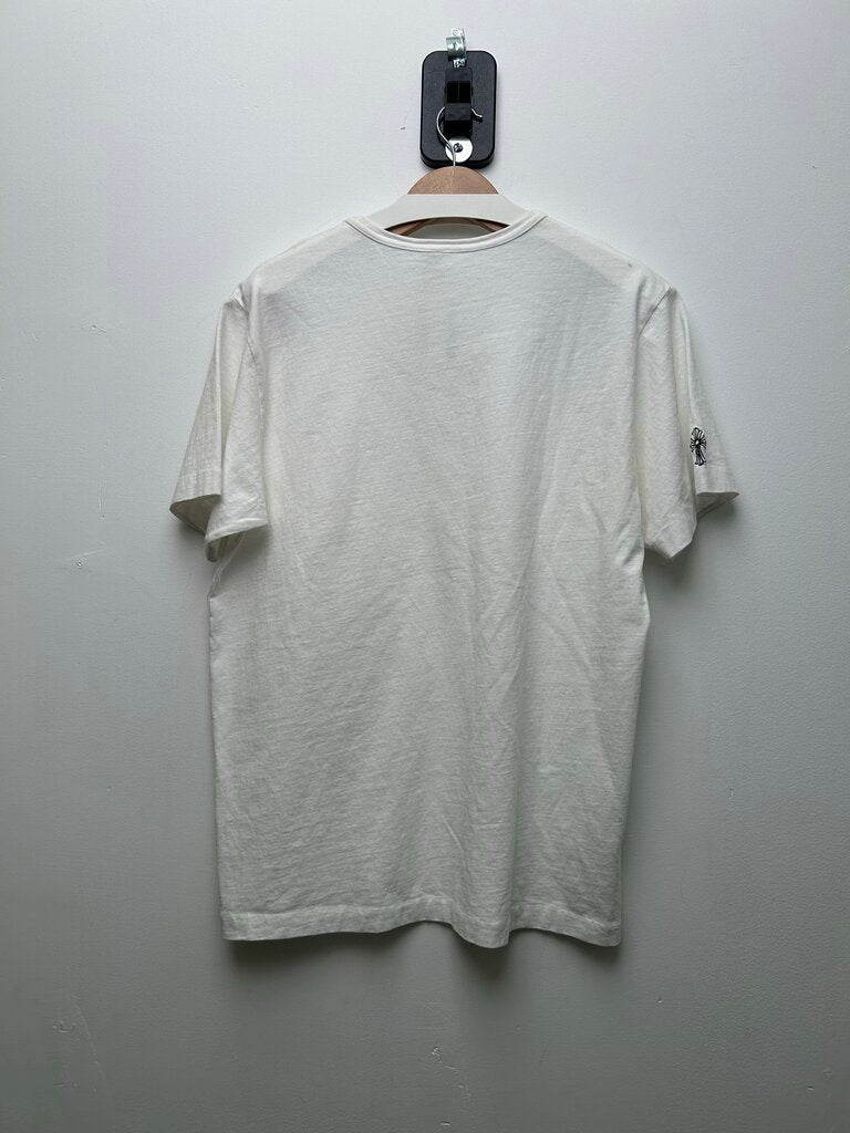 Preowned Chrome Hearts Embroidered Pocket Logo White Tee sz.L