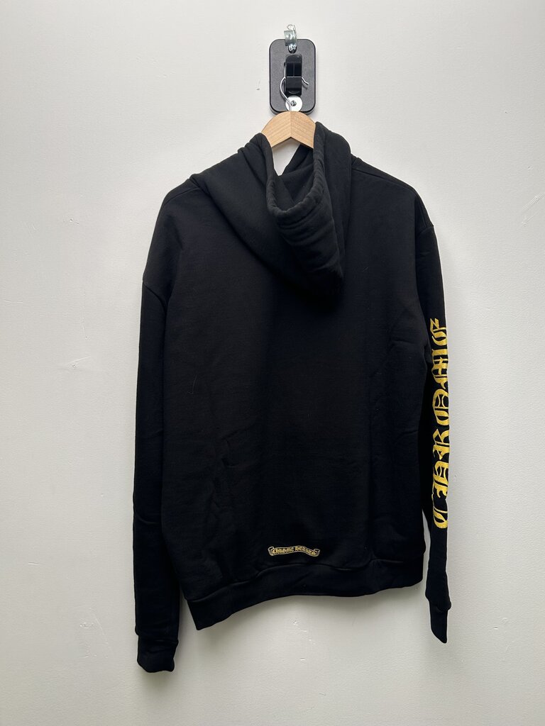 New Chrome Hearts Black Gold Vertical Logo Hoodie Size Large