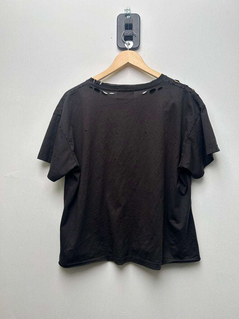 ERD Black Distressed Spell Out Tee size S