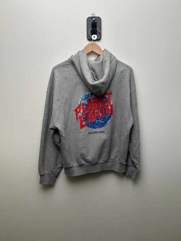 Preowned Balenciaga Planet Earth Grey Zip Sz XS