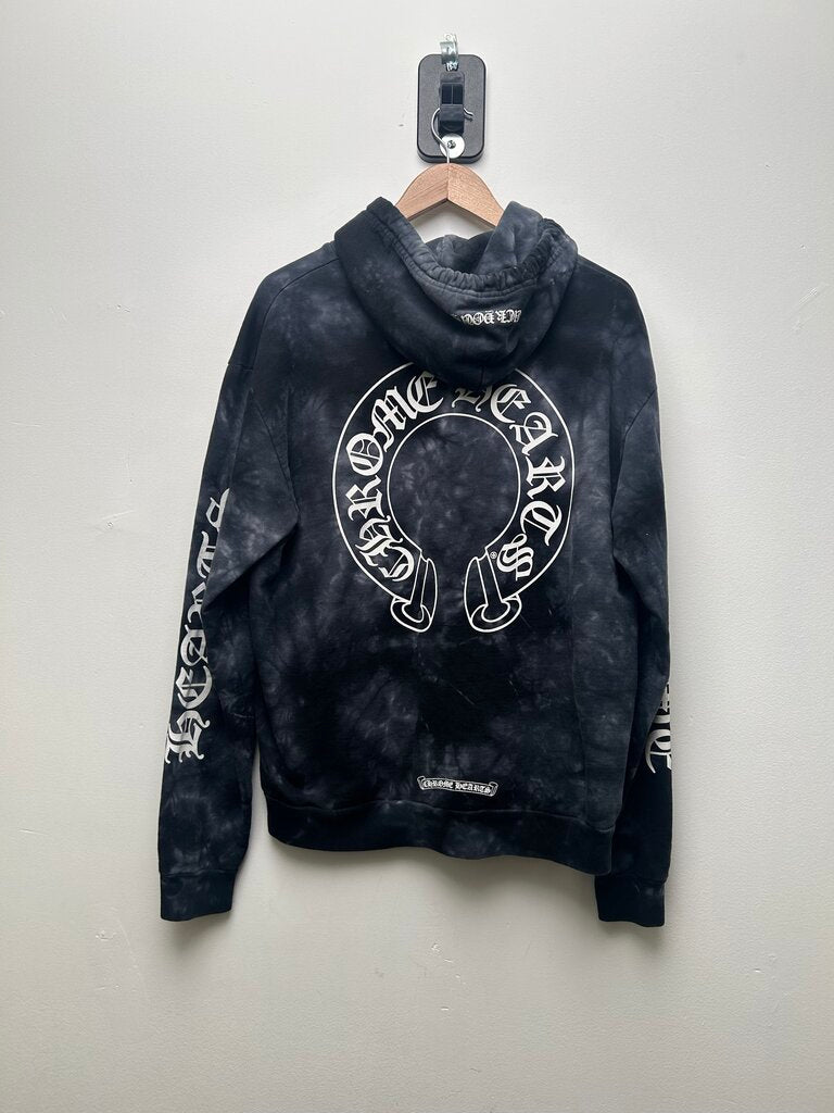 Preowned Chrome Hearts Black White Grey Tie Dye Hoodie Sz.Small