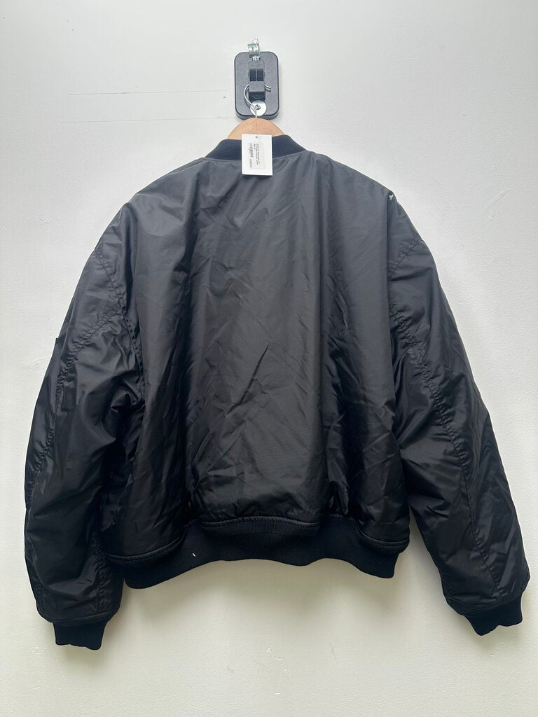Preowned Balenciaga Lion Patch Black Bomber Jacket Size 48