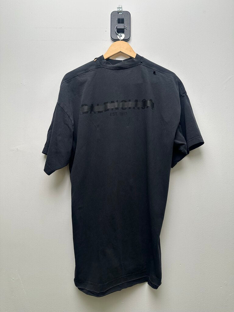 Preowned Balenciaga Black Line Logo Tee Size Large
