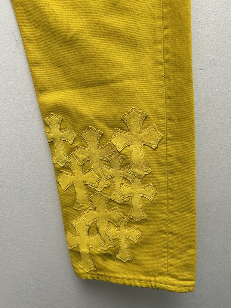 Preowned Chrome Hearts Yellow Patch Denim Size 32