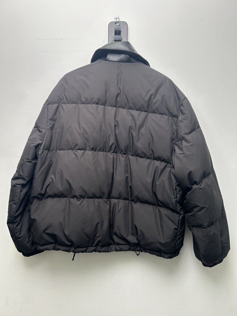Miu Miu Black Leather Collar Puffer Jacket size XL/2XL