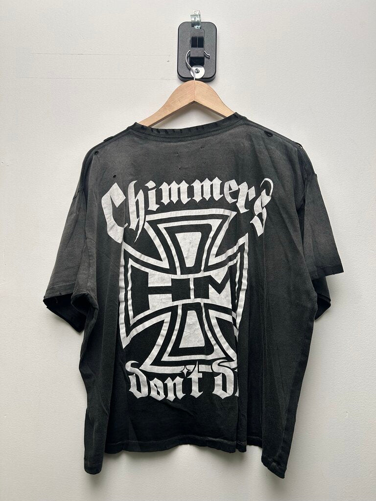 New HMDd Black Wash Chimmers Tee Size Medium