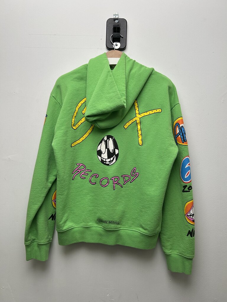 Preowned Chrome Hearts Lime Matty Sex Records Hoodie Size Large