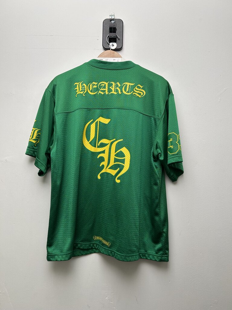 Preowned Chrome Hearts Green Yellow Mesh Short Sleeve Jersey Size Large