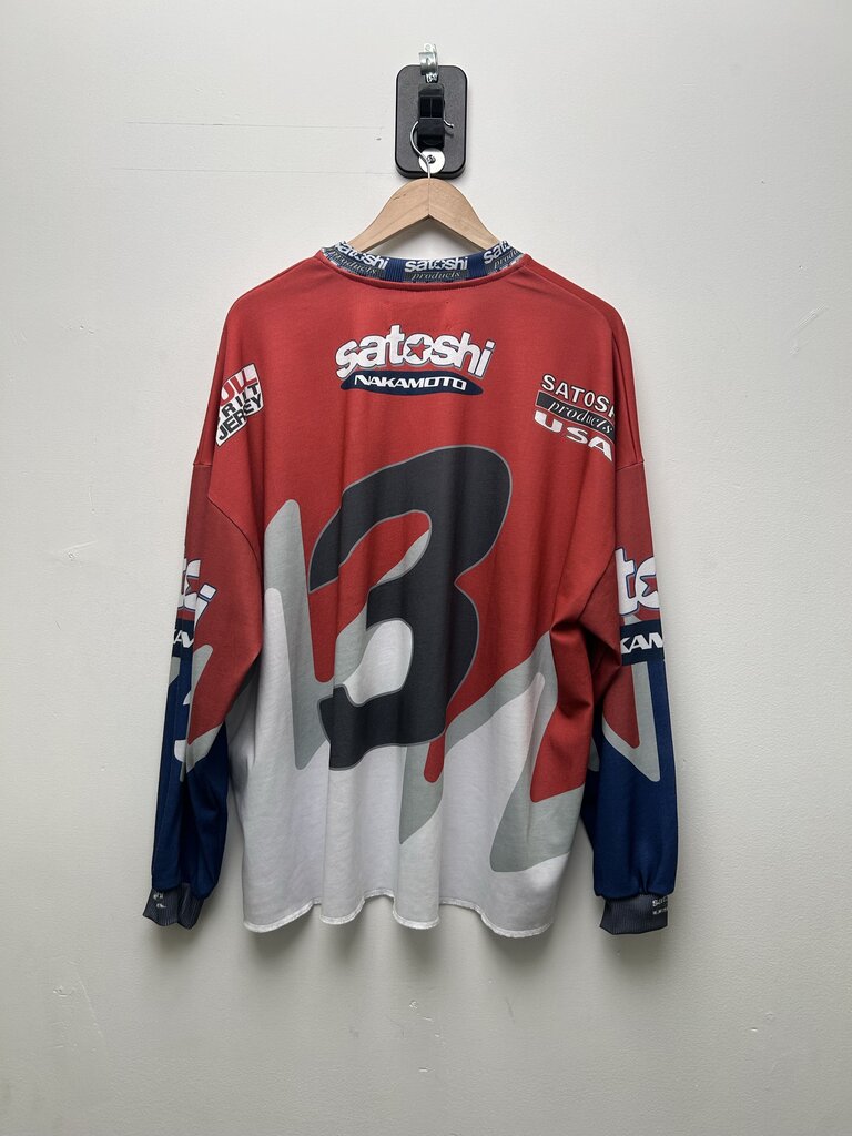 New Satoshi Red Blue Moto L/S Jersey Size Large