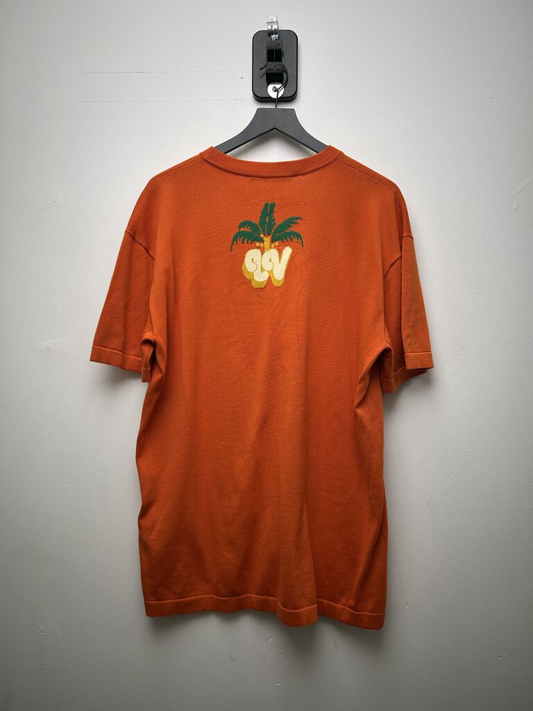 Preowned Louis Vuitton Orange Cashmere Palm Tree Tee Size Large