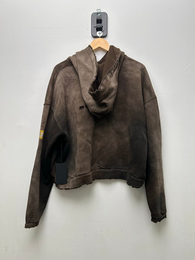 New Gv Gallery Brown Yellow Rasp Logo Hoodie Sz.Large