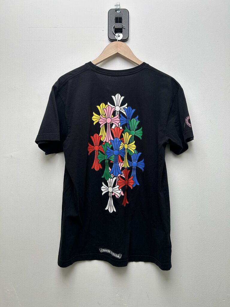 Preowned Chrome Hearts Black Cemetery Multi Color Tee Size Large
