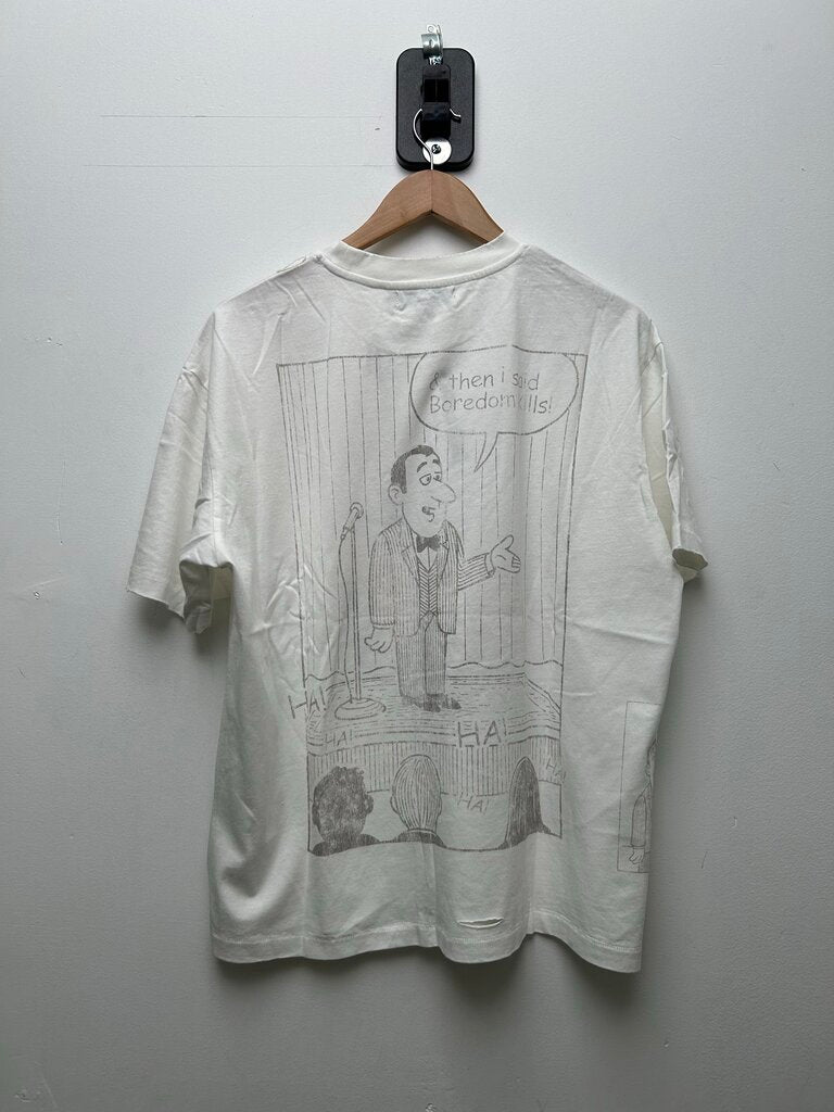 New Boredom Kills White Comedy Tee Size Large
