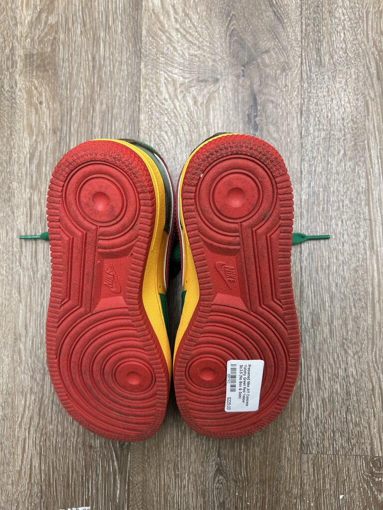 Preowned Nike Af1 Concrete Yatchy Green Red Yellow Sz.3.5 (No Box & Sole)