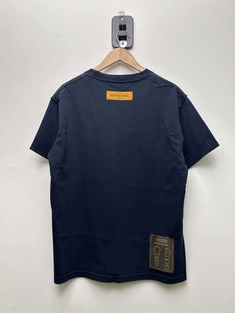 Preowned Louis Vuitton Navy Blank Tag Tee Sz.Small