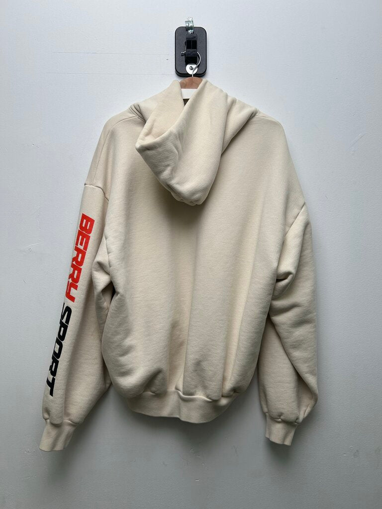 Preowned Gv Gallery Cream Berry Sport Hoodie Size Large (Small hole)