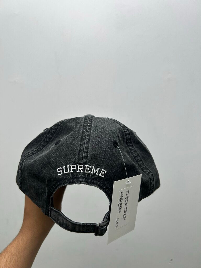 New Supreme Arabic Logo Ripstop Black White Cap