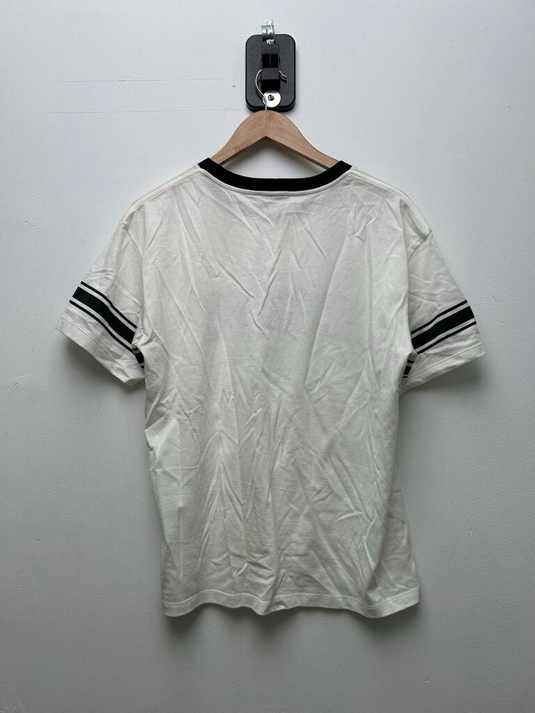 Preowned Celine White Black Logo Ringer Tee Sz.Medium