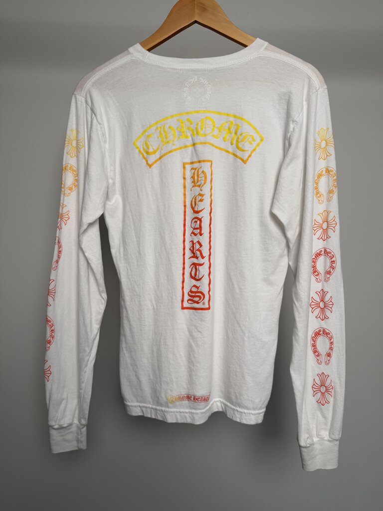 Preowned Chrome Ehasrts White Gradient L/S Size Small