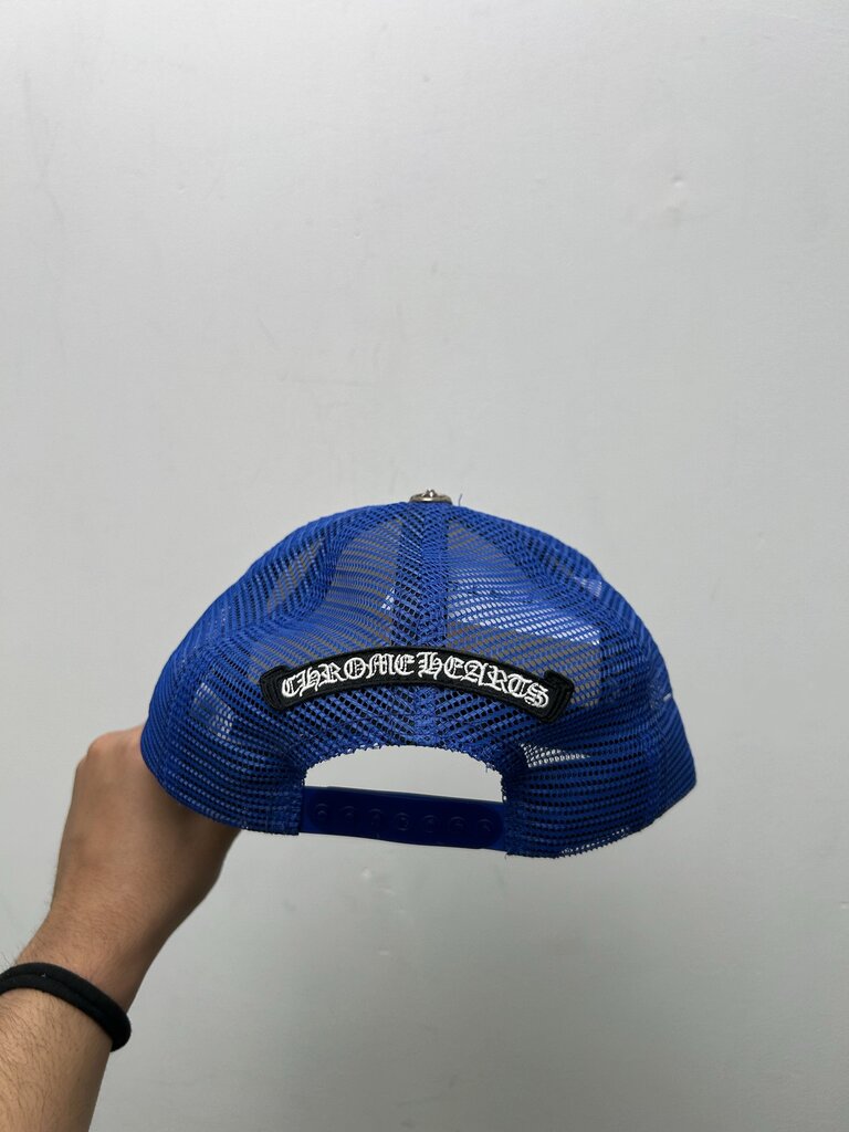 Preowned Chrome Hearts Blue Red White Eyechart Trucker