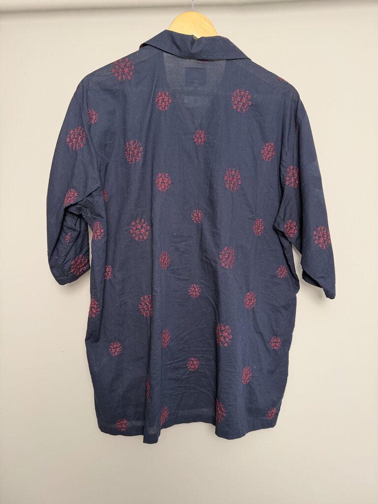 Preowned Needles Navy Burgundy Button Up size XL