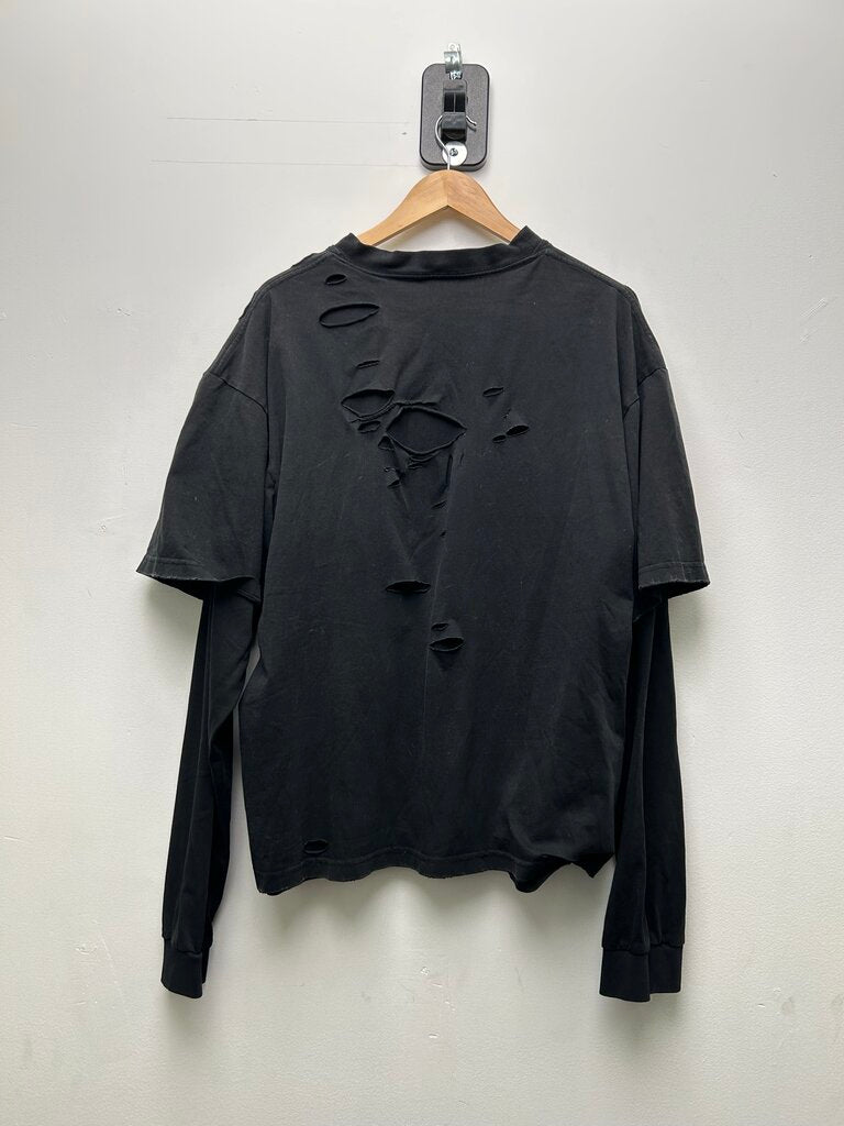 Preowned Balenciaga Tee Long Sleeve 3B Black Size Medium