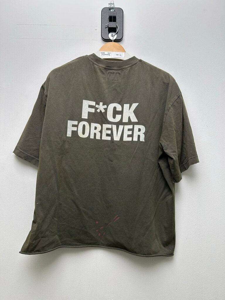 Preowned Bottega Desires Sex Money Desires Brown Distressed Tee sz.S