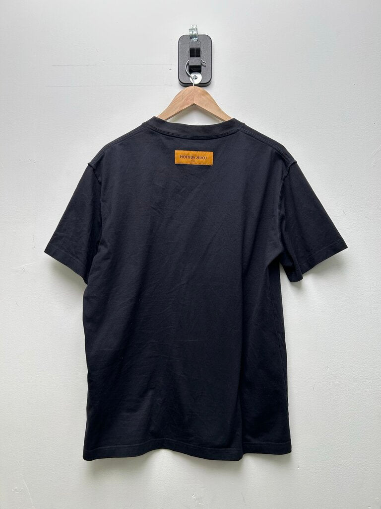 Preowned Louis Vuitton Navy Blank Logo Tee Sz.Large