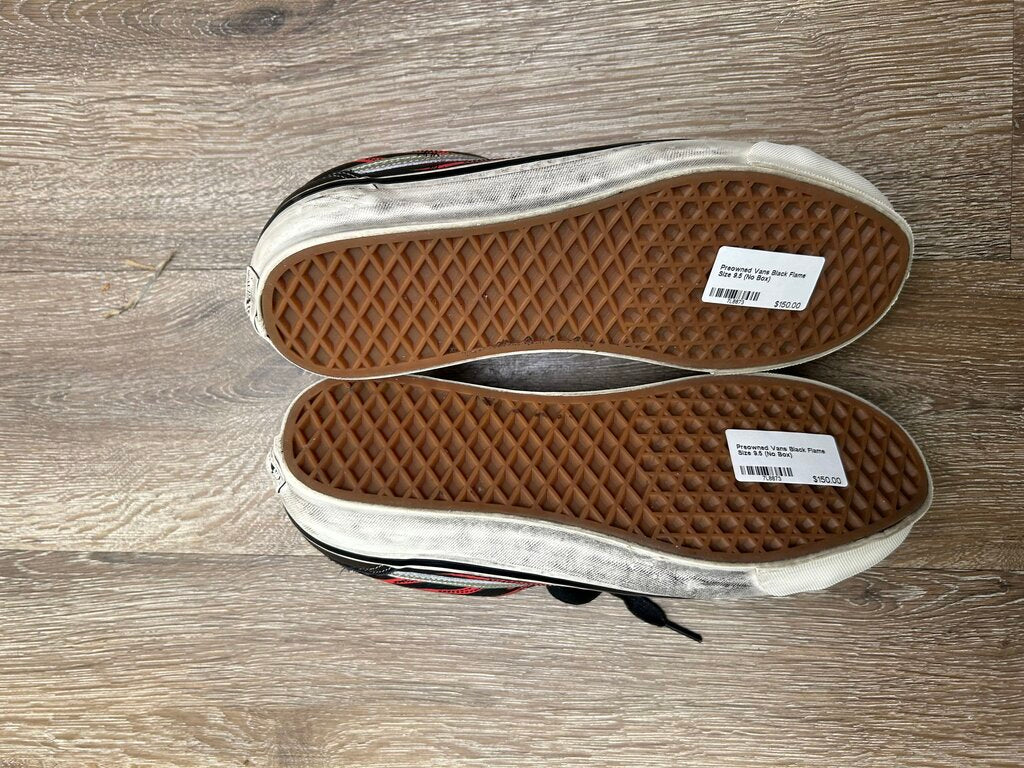 Preowned Vans Black Flame Size 9.5 (No Box)